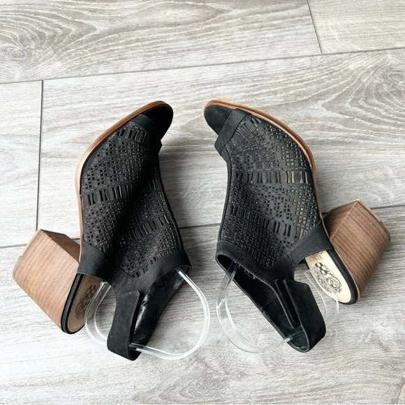 Vince Camuto Keannie Leather Open toe Stacked Block Heel Sandal - Picture 6 of 13